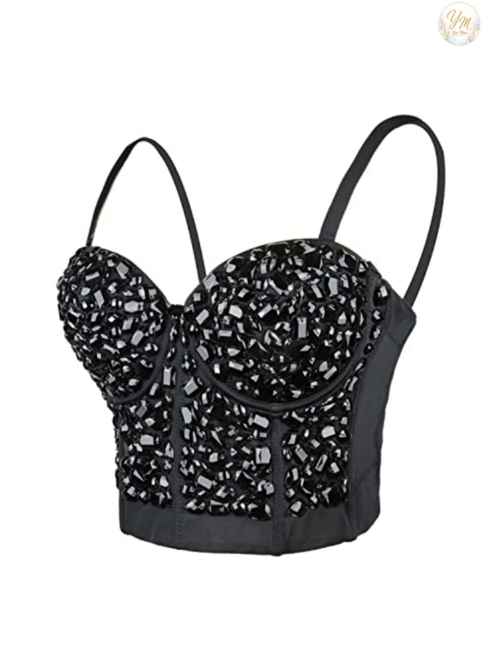 Punk Rhinestone Bustier Crop Top Push Up Corset Bra